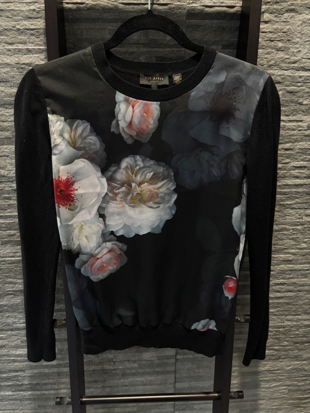 Ted Baker Black Floral Crewneck Sweater